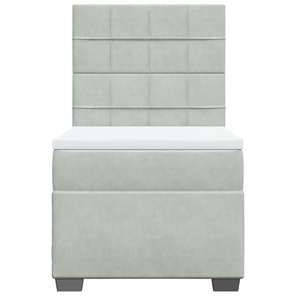 Boxspring met matras fluweel lichtgrijs 90x190 cm