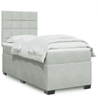 Boxspring 90x190 cm lichtgrijs fluweel met matras