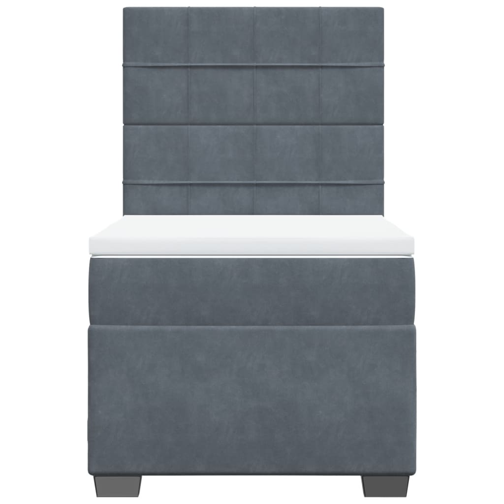 Boxspring met matras fluweel donkergrijs 90x190 cm