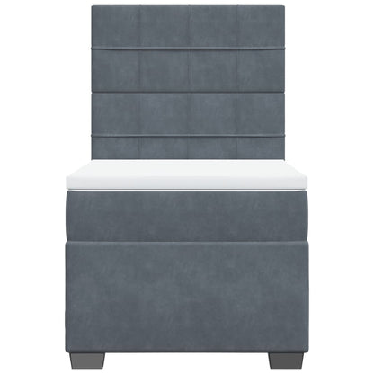 Boxspring met matras fluweel donkergrijs 90x190 cm