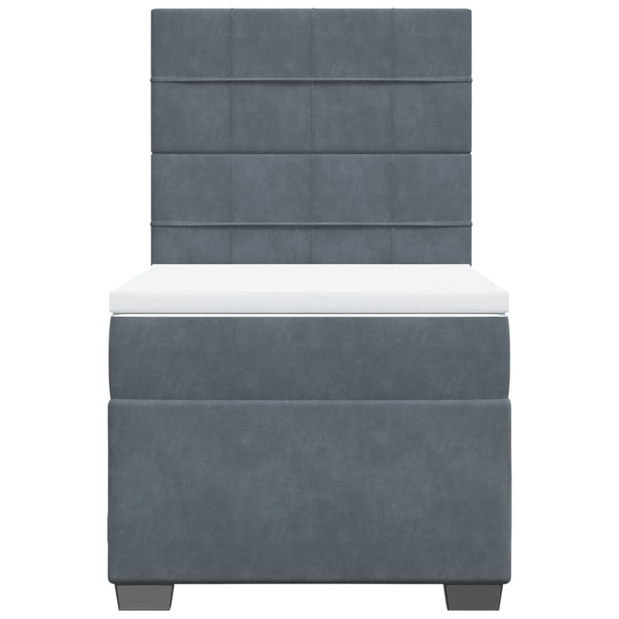 Boxspring met matras fluweel donkergrijs 90x190 cm