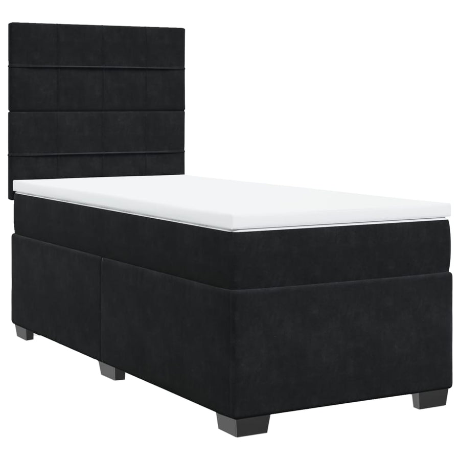 Boxspring met matras fluweel zwart 90x190 cm