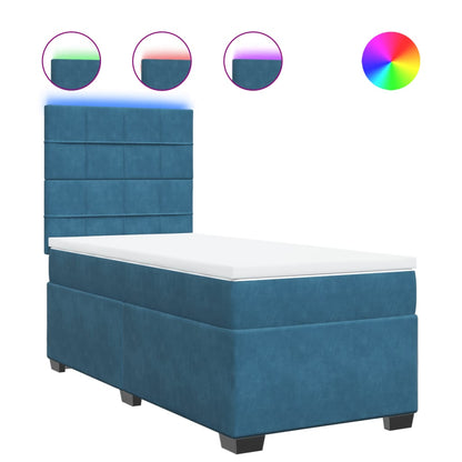 Boxspring met matras fluweel blauw 90x190 cm