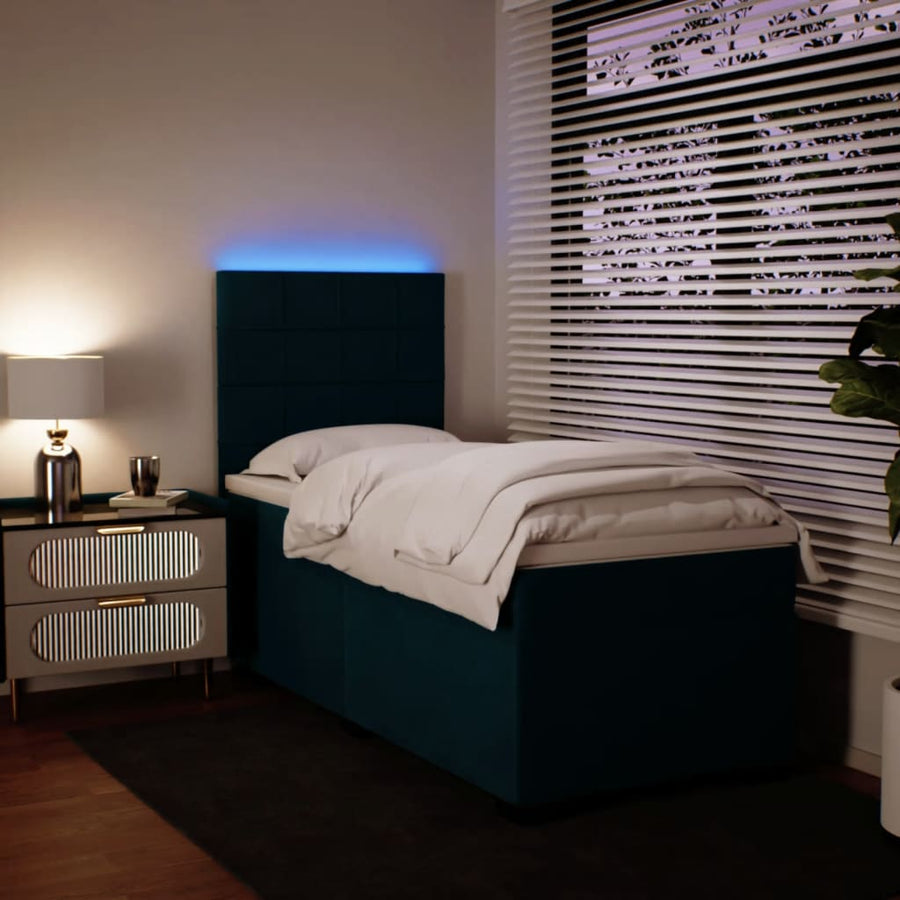 Boxspring met matras fluweel blauw 90x190 cm