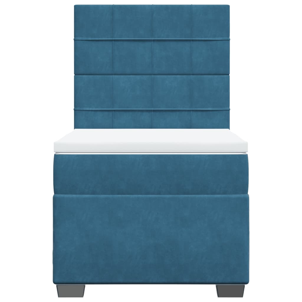 Boxspring met matras fluweel blauw 90x190 cm