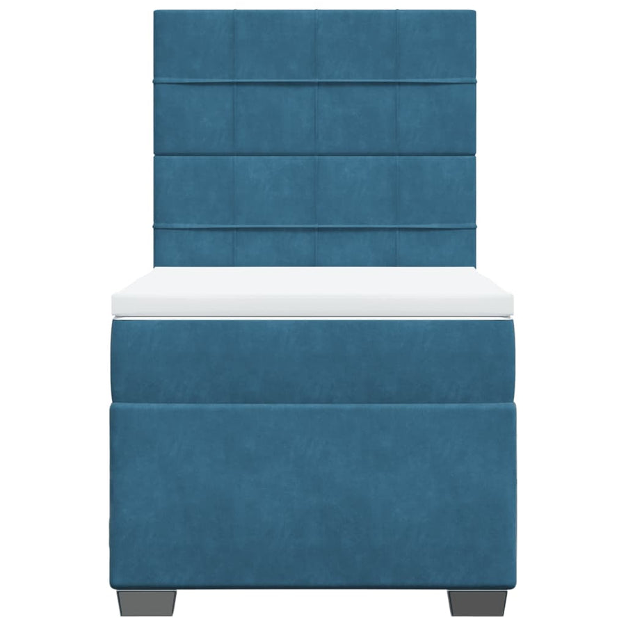 Boxspring met matras fluweel blauw 90x190 cm