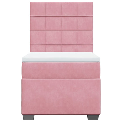Boxspring met matras fluweel roze 90x190 cm