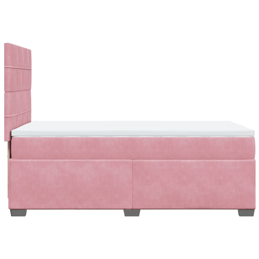 Boxspring met matras fluweel roze 90x190 cm