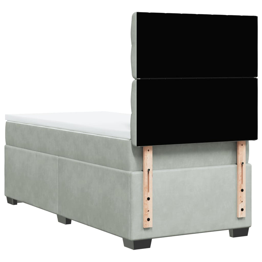 Boxspring met matras fluweel lichtgrijs 90x190 cm