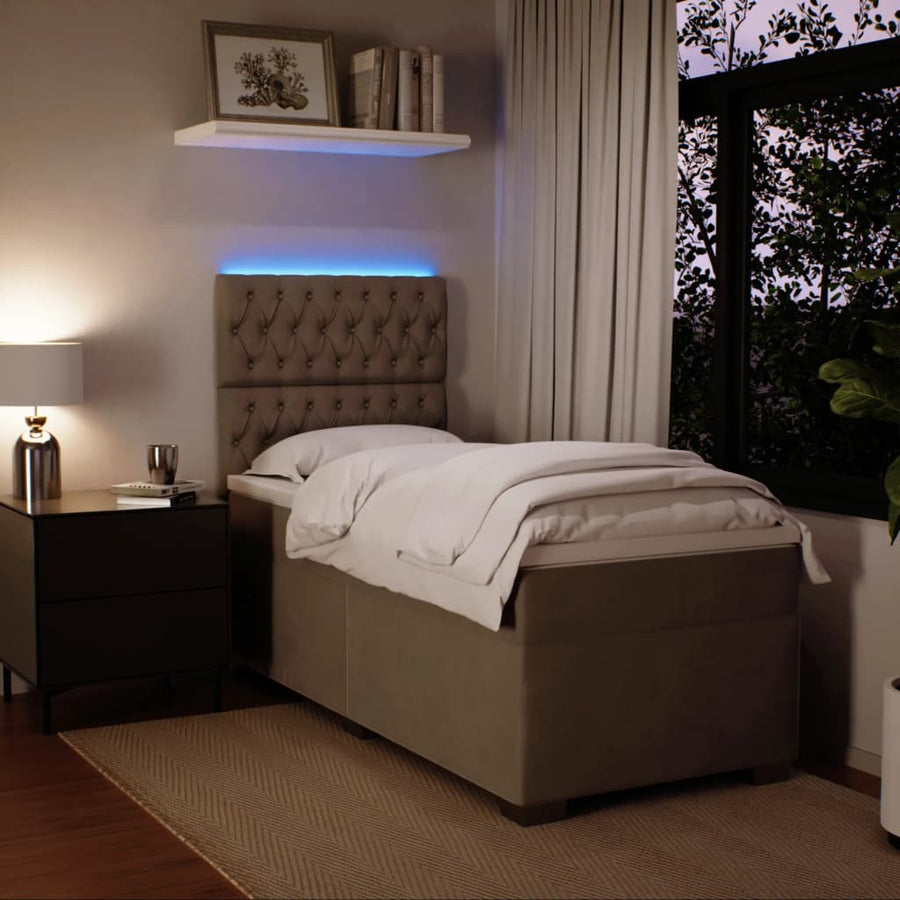 Boxspring met matras fluweel lichtgrijs 90x190 cm