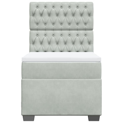 Boxspring met matras fluweel lichtgrijs 90x190 cm