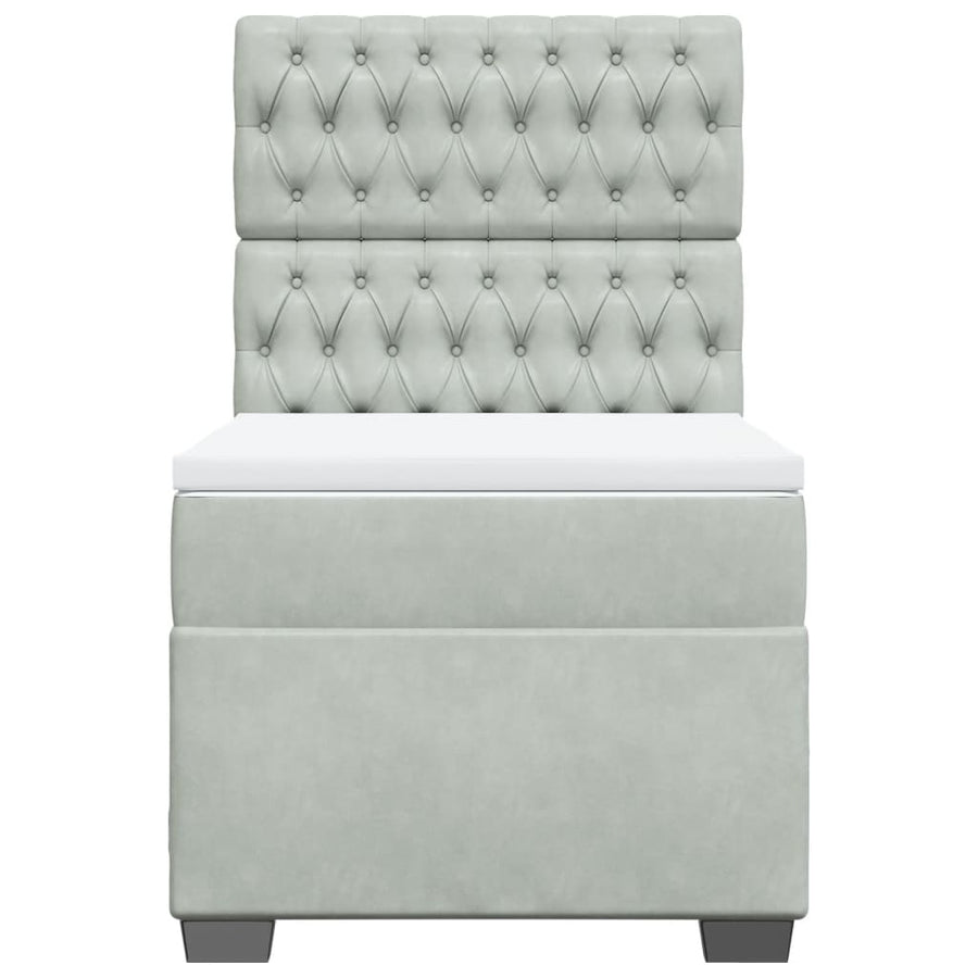 Boxspring met matras fluweel lichtgrijs 90x190 cm