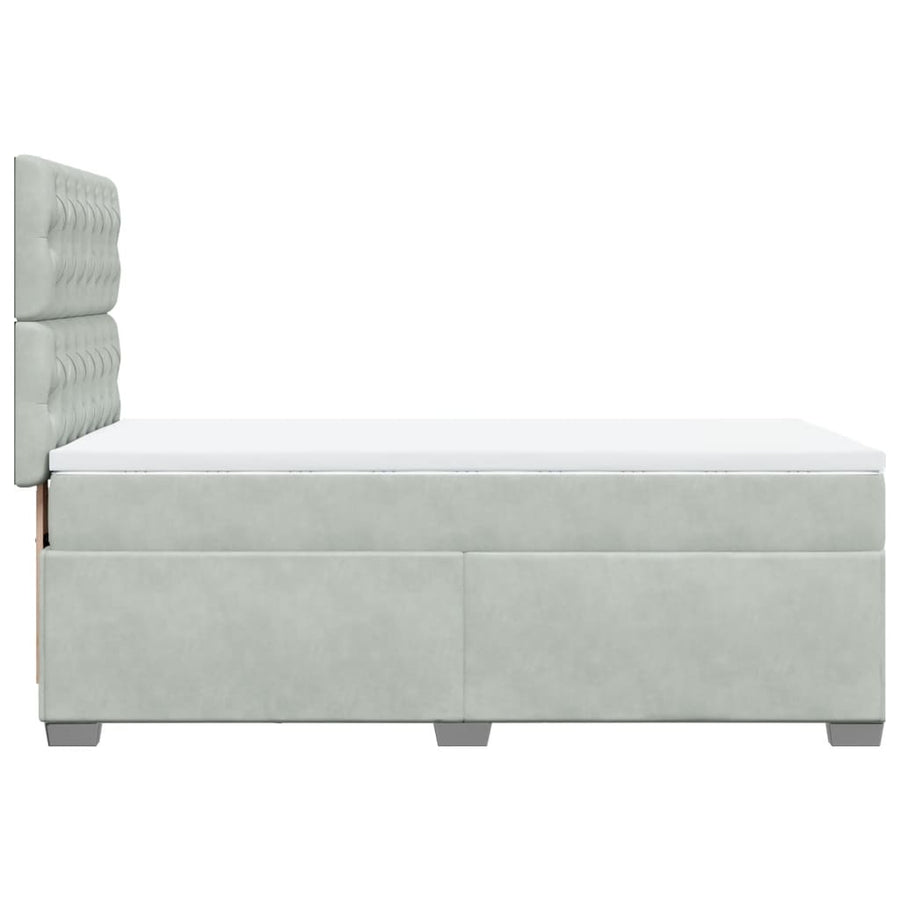 Boxspring met matras fluweel lichtgrijs 90x190 cm