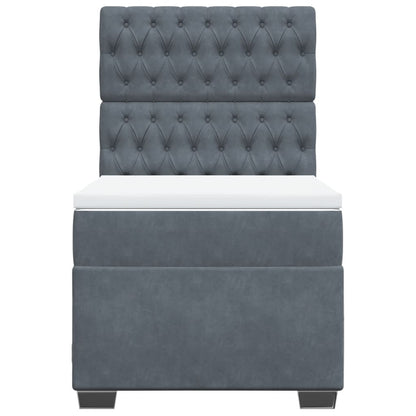 Boxspring met matras fluweel donkergrijs 90x190 cm