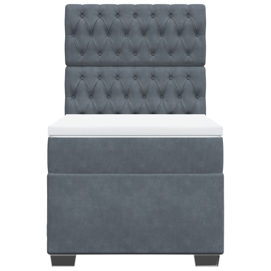 Boxspring met matras fluweel donkergrijs 90x190 cm
