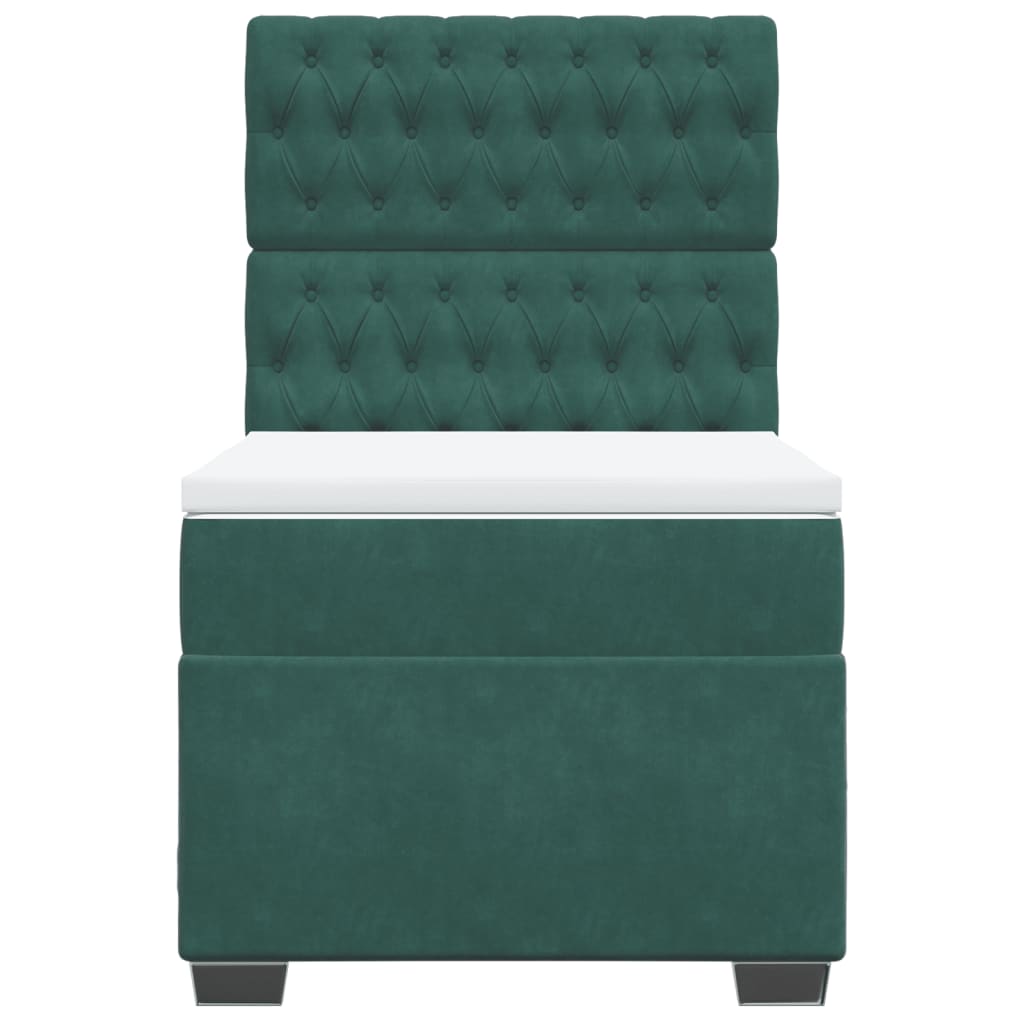 Boxspring met matras fluweel donkergroen 90x190 cm