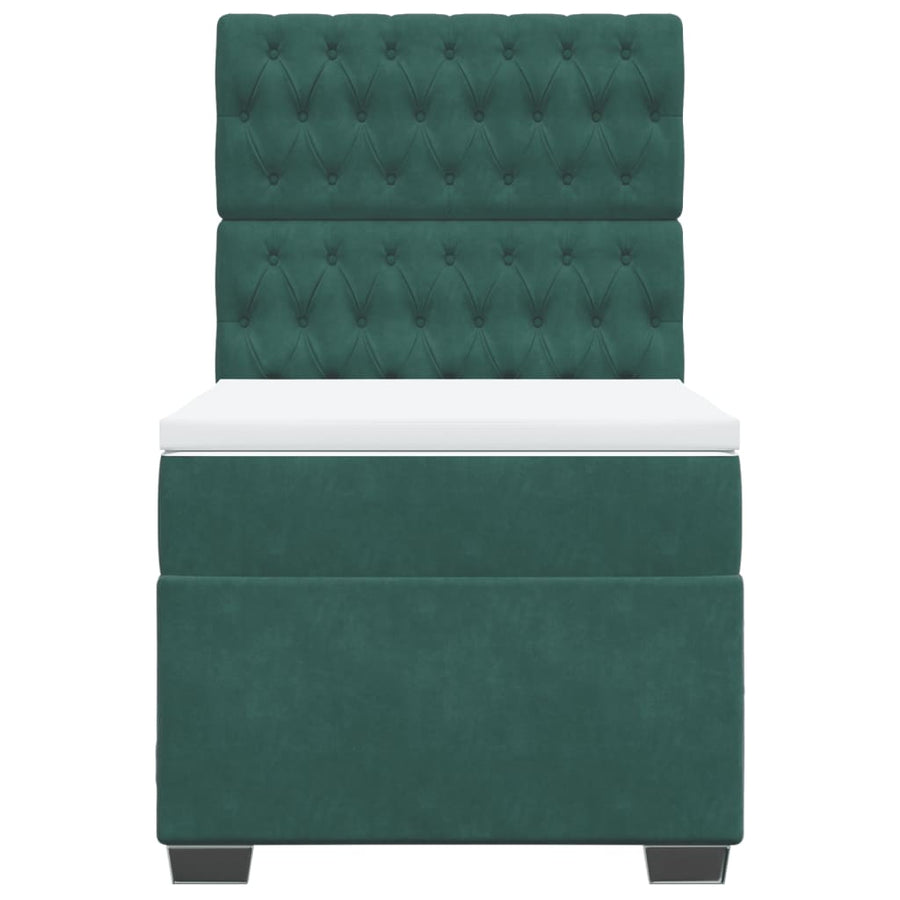Boxspring met matras fluweel donkergroen 90x190 cm