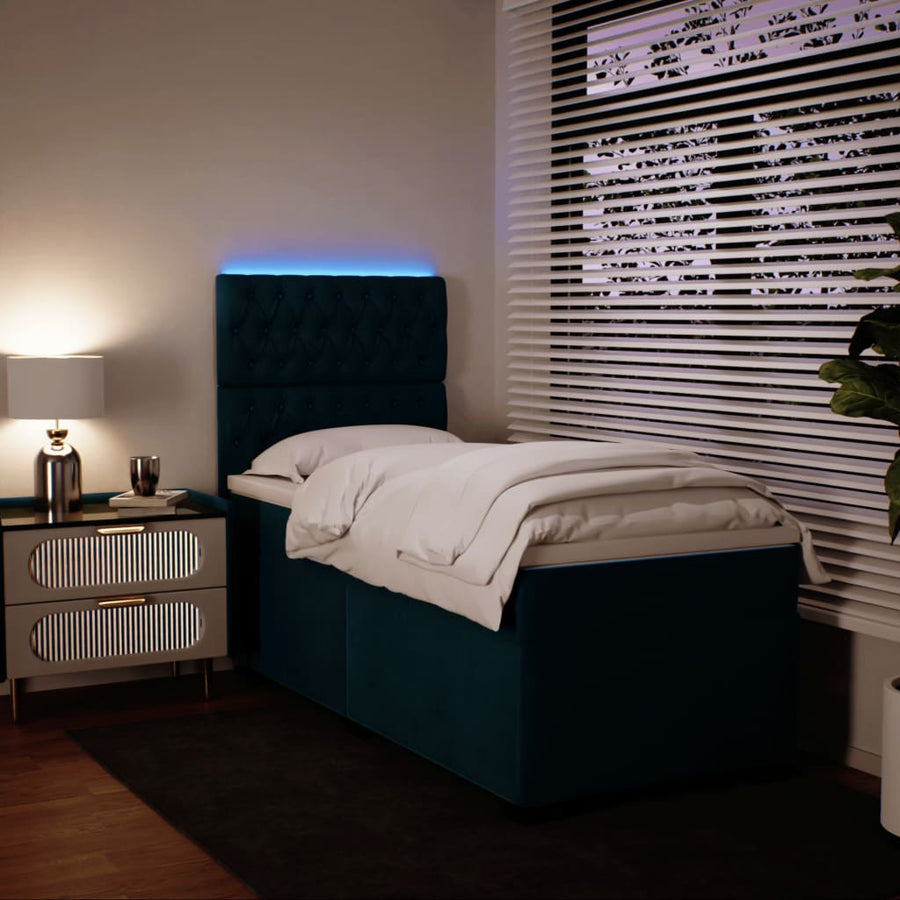 Boxspring met matras fluweel blauw 90x190 cm