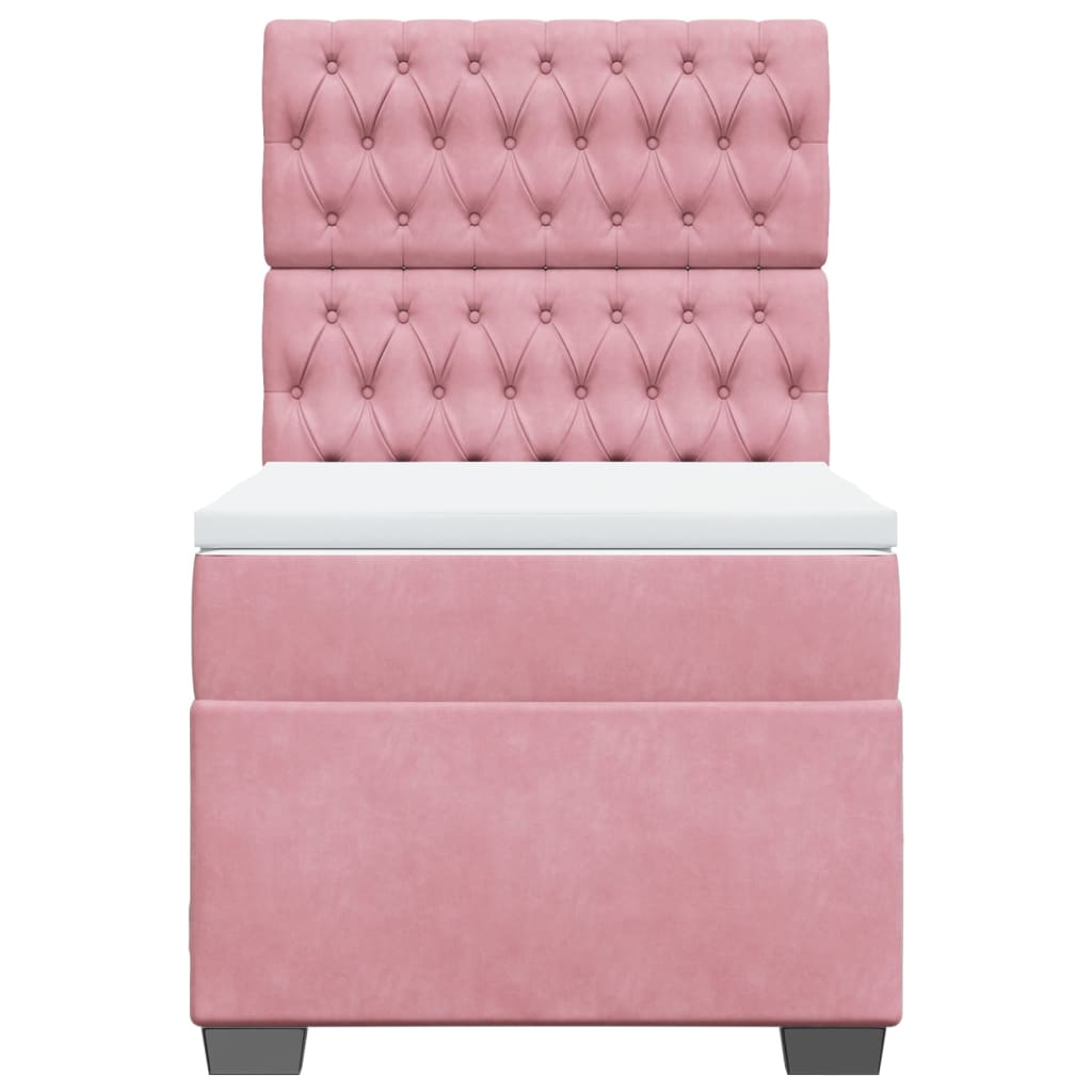 Boxspring met matras fluweel roze 90x190 cm