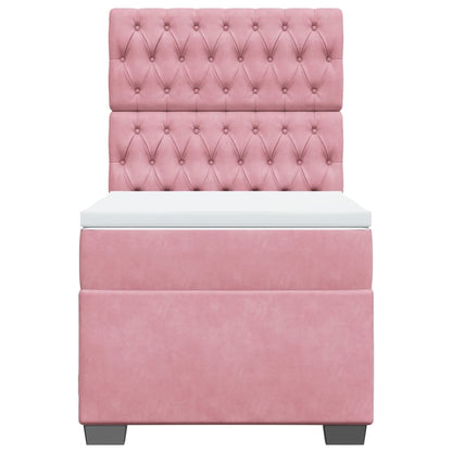 Boxspring met matras fluweel roze 90x190 cm