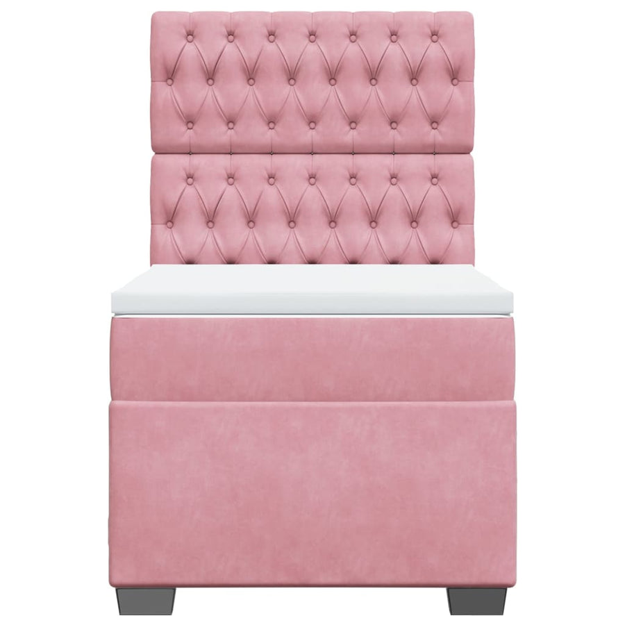 Boxspring met matras fluweel roze 90x190 cm