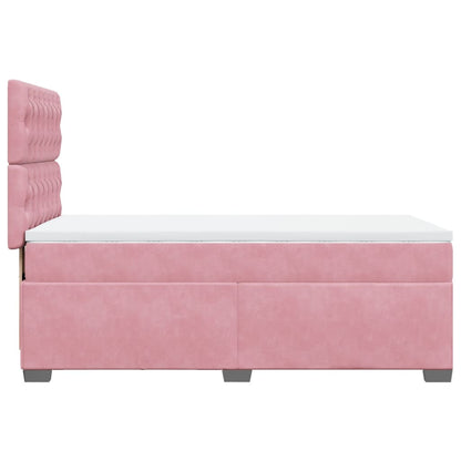 Boxspring met matras fluweel roze 90x190 cm
