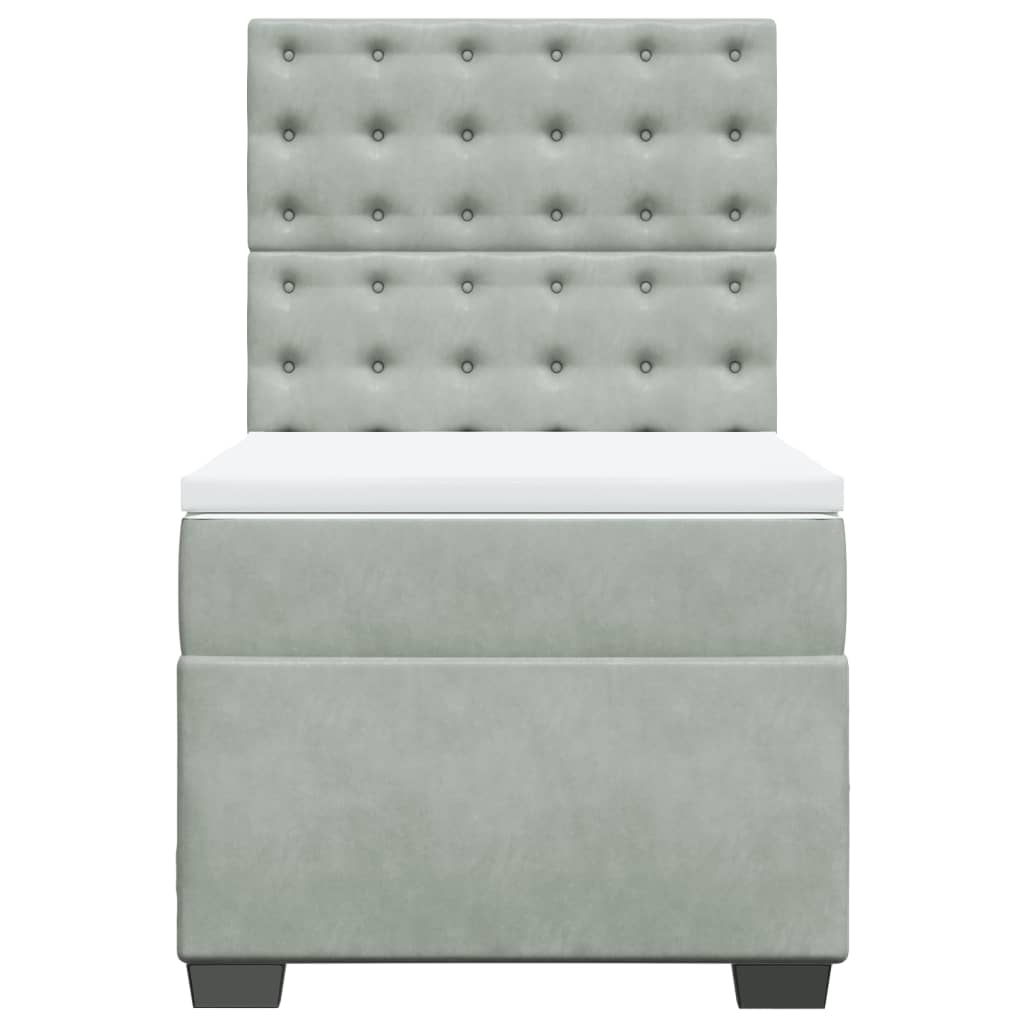 Boxspring met matras fluweel lichtgrijs 90x190 cm