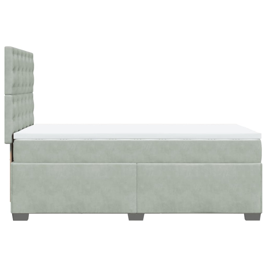 Boxspring met matras fluweel lichtgrijs 90x190 cm