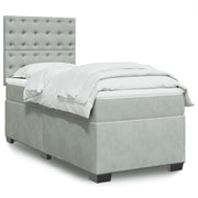 Boxspring met matras 90x190 cm lichtgrijs fluweel