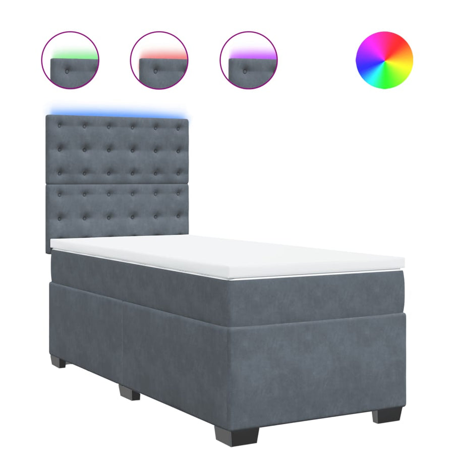 Boxspring met matras fluweel donkergrijs 90x190 cm