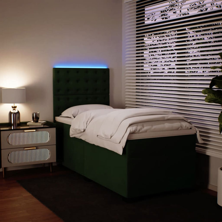 Boxspring met matras fluweel donkergroen 90x190 cm