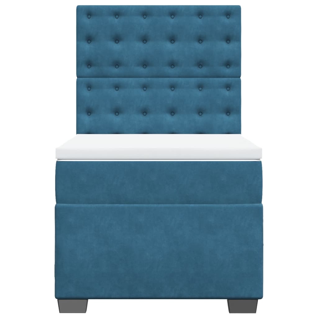 Boxspring met matras fluweel blauw 90x190 cm