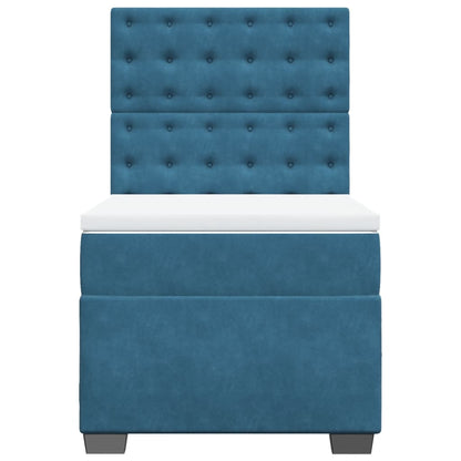 Boxspring met matras fluweel blauw 90x190 cm