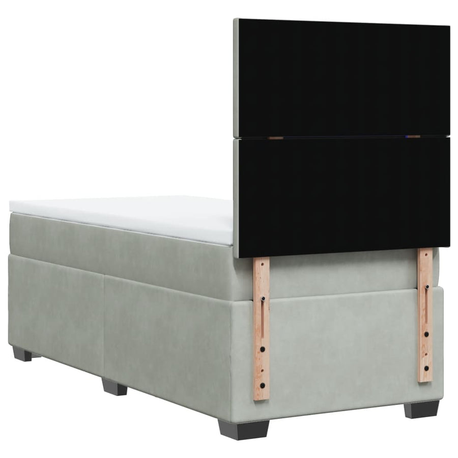 Boxspring met matras fluweel lichtgrijs 90x200 cm