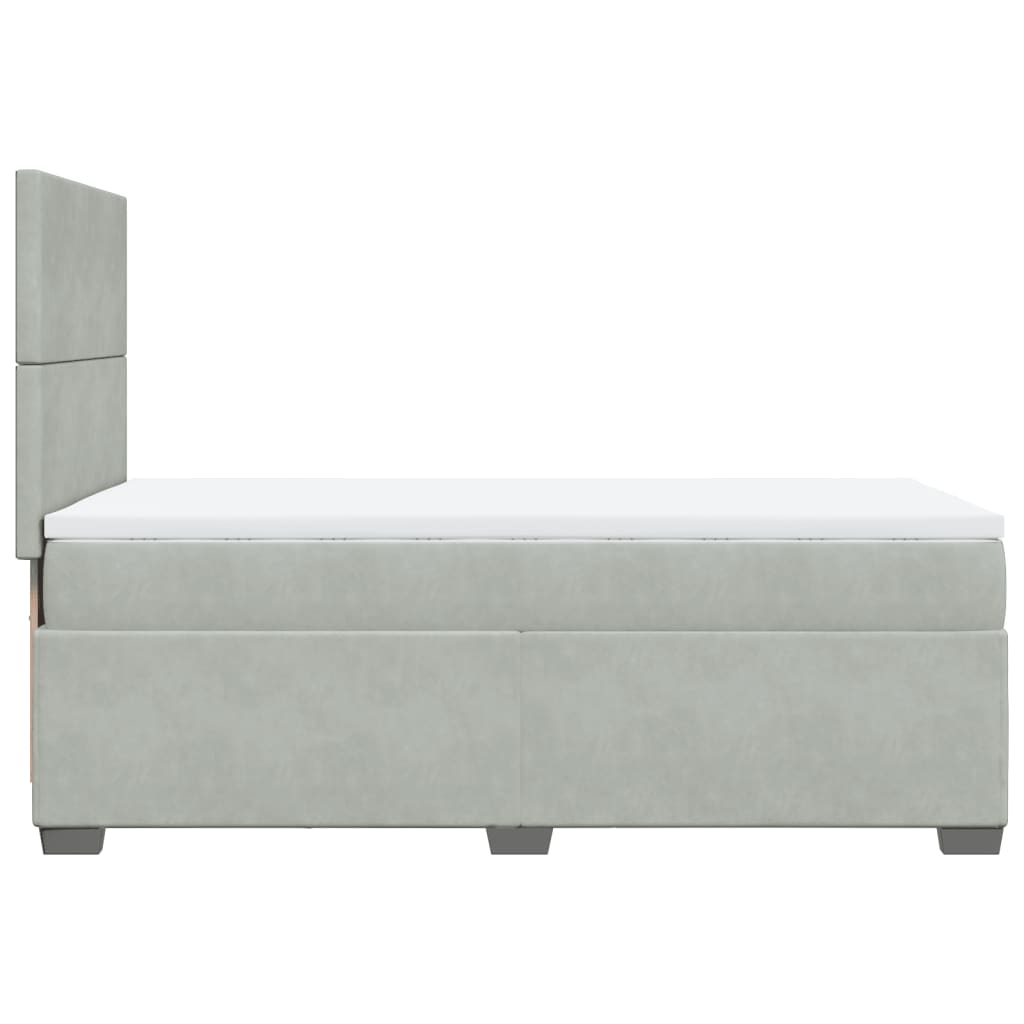 Boxspring met matras fluweel lichtgrijs 90x200 cm