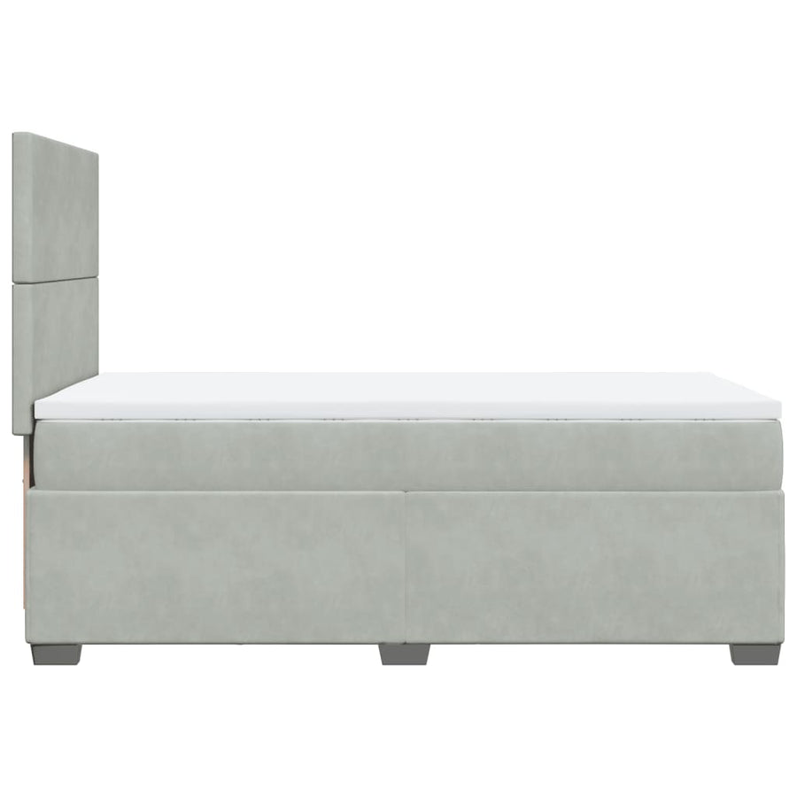 Boxspring met matras fluweel lichtgrijs 90x200 cm