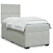 Boxspring met matras 90x200 cm lichtgrijs fluweel