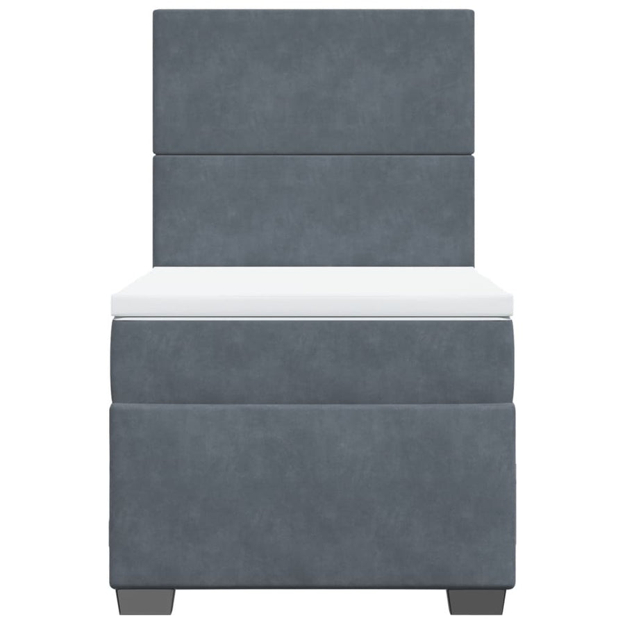 Boxspring met matras fluweel donkergrijs 90x200 cm