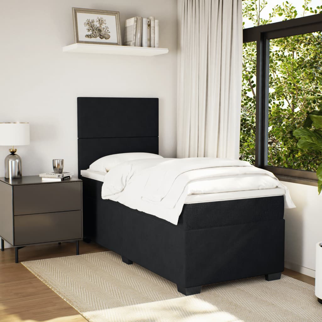 Boxspring met matras fluweel zwart 90x200 cm
