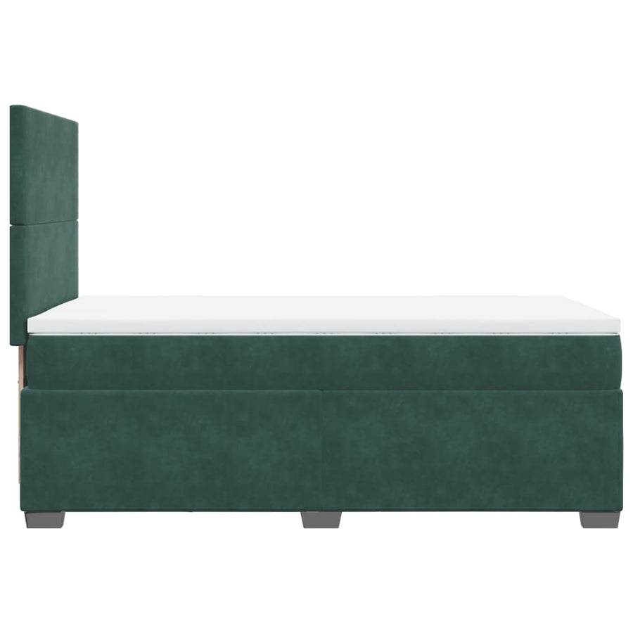 Boxspring met matras fluweel donkergroen 90x200 cm