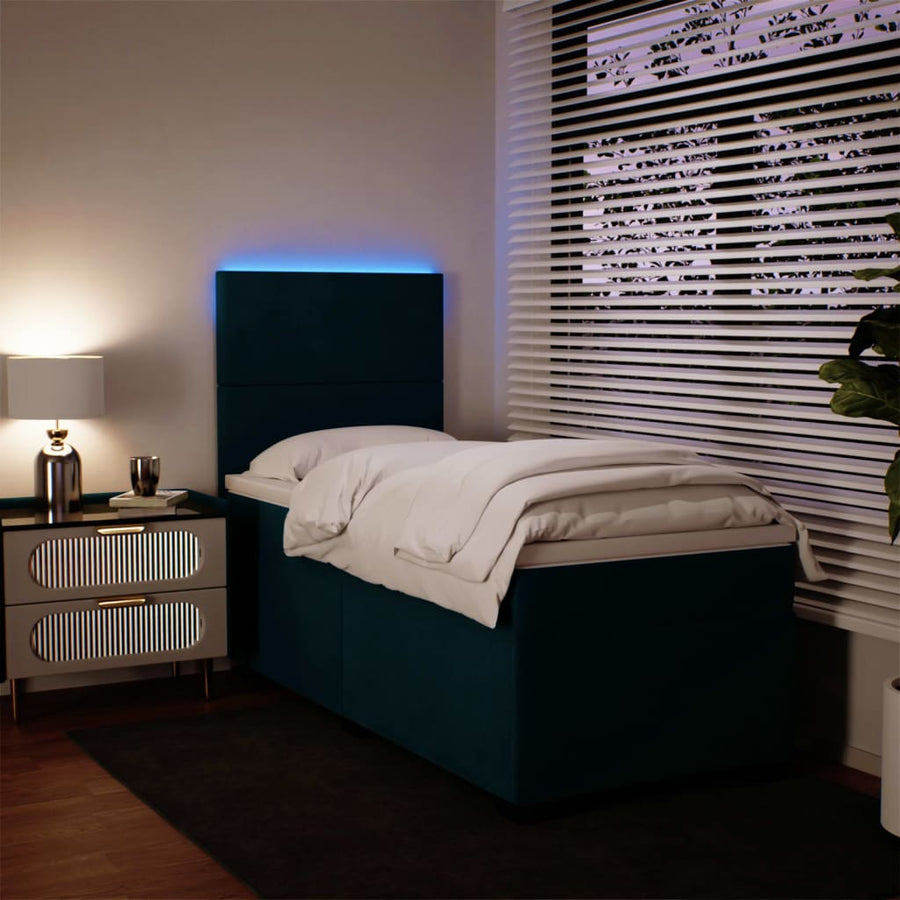 Boxspring met matras fluweel blauw 90x200 cm