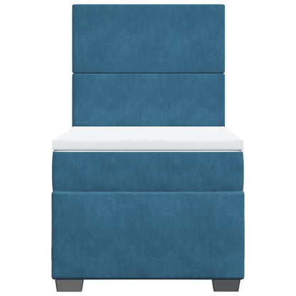 Boxspring met matras fluweel blauw 90x200 cm
