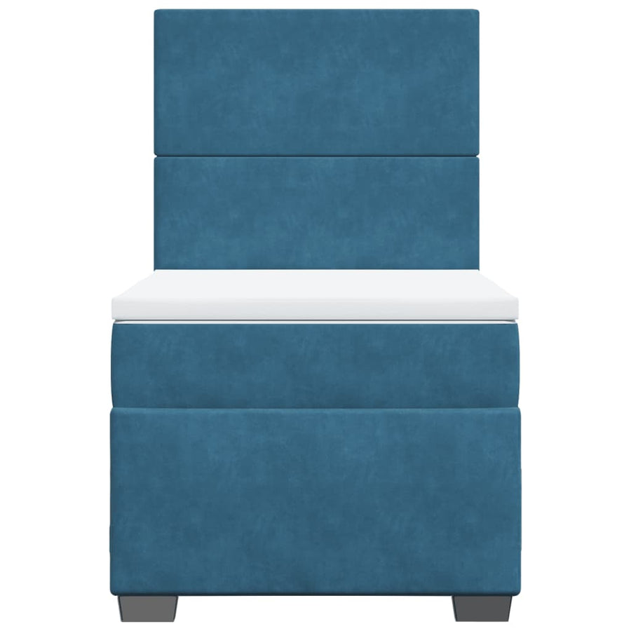 Boxspring met matras fluweel blauw 90x200 cm