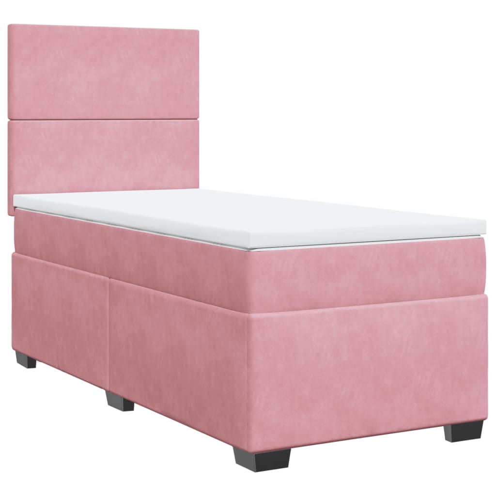 Boxspring met matras fluweel roze 90x200 cm