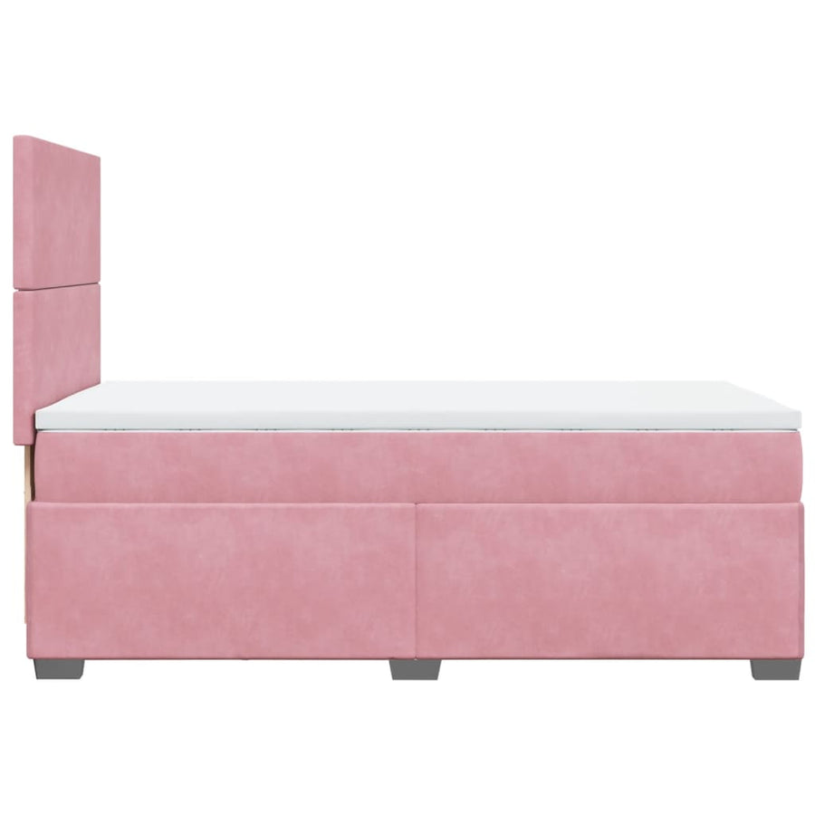 Boxspring met matras fluweel roze 90x200 cm