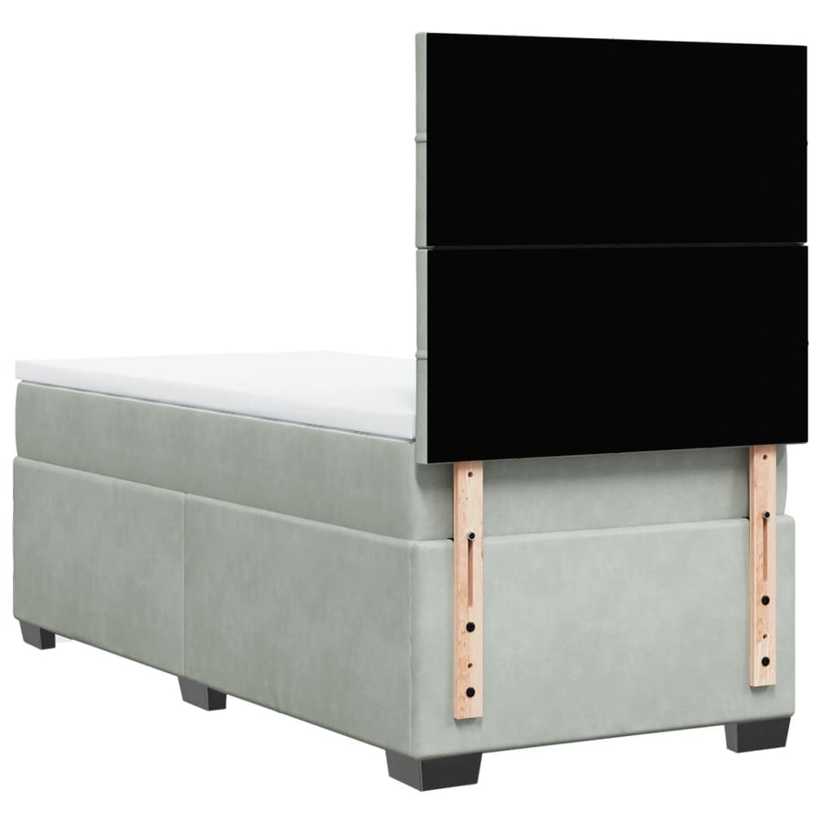 Boxspring met matras fluweel lichtgrijs 90x200 cm