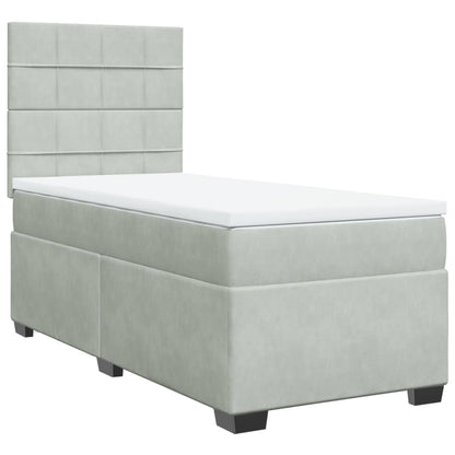 Boxspring met matras fluweel lichtgrijs 90x200 cm