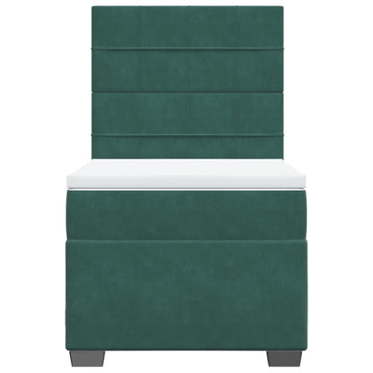 Boxspring met matras fluweel donkergroen 90x200 cm