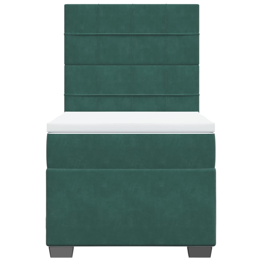 Boxspring met matras fluweel donkergroen 90x200 cm