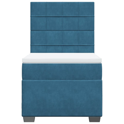 Boxspring met matras fluweel blauw 90x200 cm